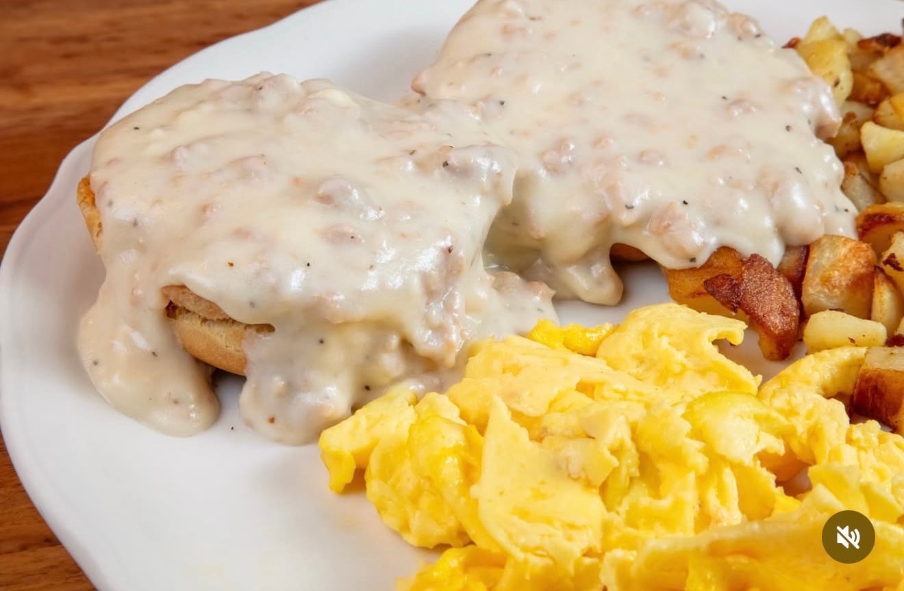 Biscuit with Sausage Gravy & Eggs