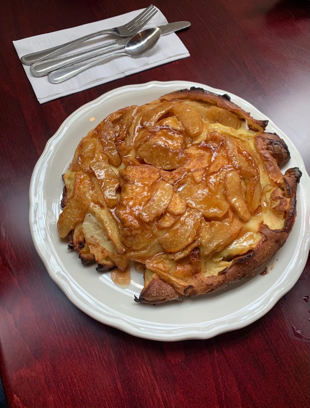 The Apple Pancake — sautéed apples with cinnamon sugar glaze